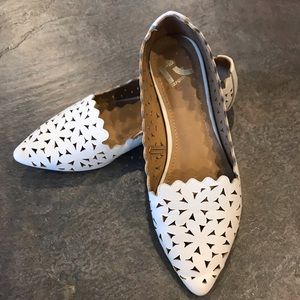 White Floral Cutout Flats